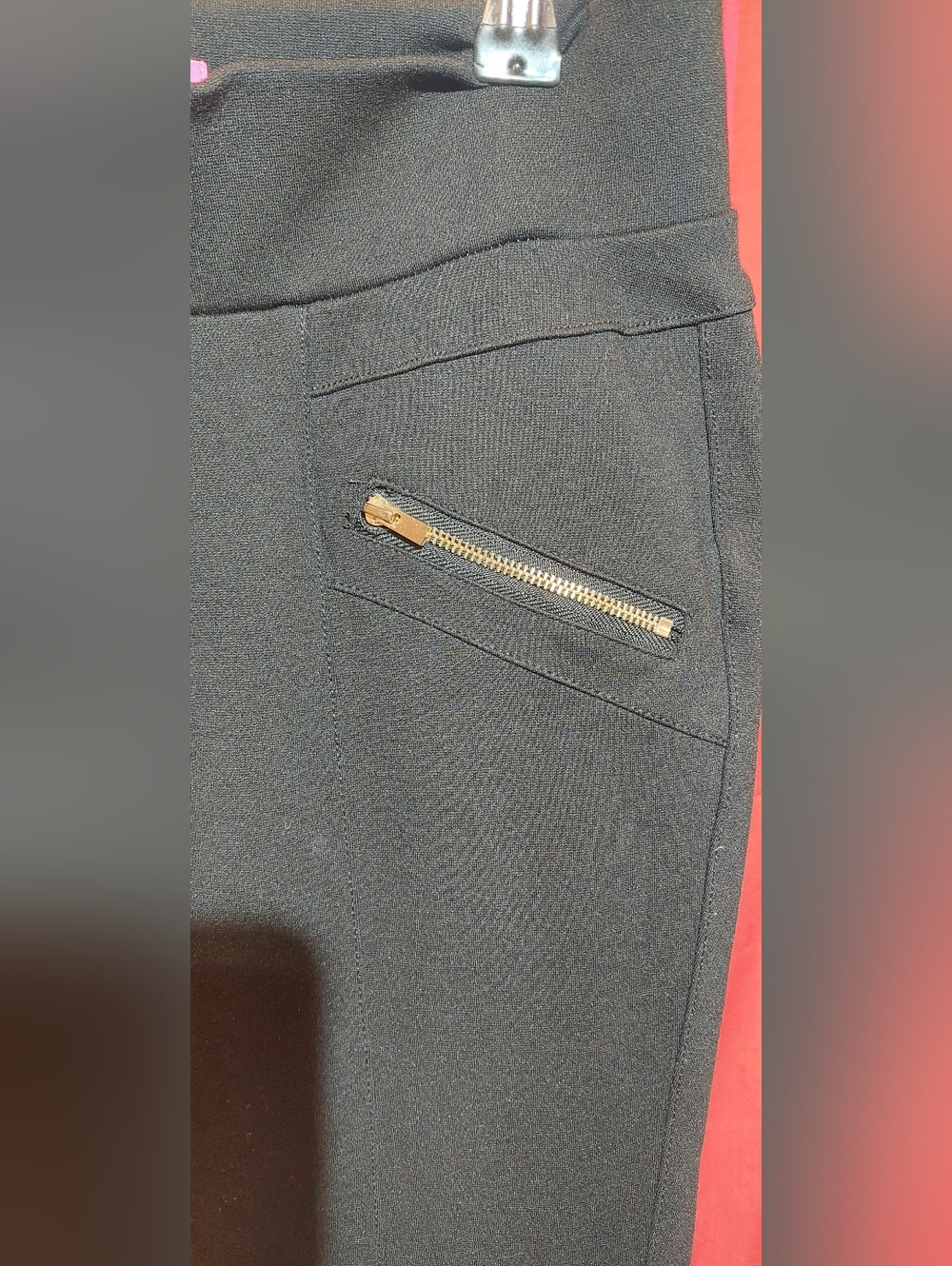 Ci Sono Black Ponte Skinny Pants with Gold Zipper Details - Picture 2 of 9